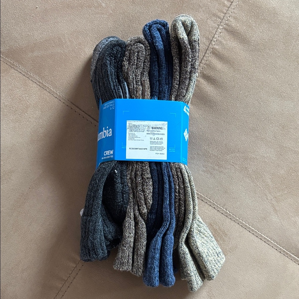 Columbia Men's Casual Crew Socks - Blue, Gray, Tan